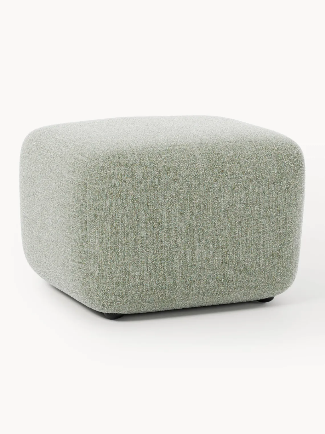 Reposapiés|Sofás>Westwing Collection Reposapiés puf en tejido bouclé Wolke Bouclé verde salvia