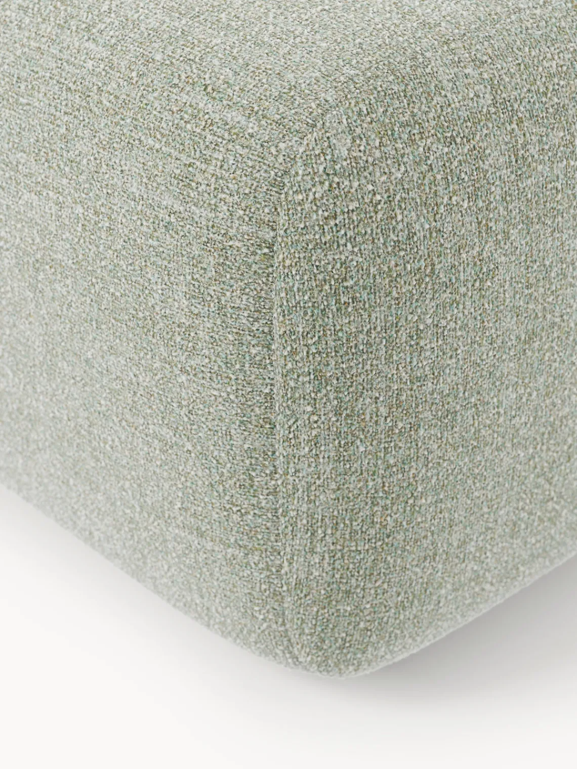 Reposapiés|Sofás>Westwing Collection Reposapiés puf en tejido bouclé Wolke Bouclé verde salvia