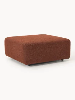 Sofás>Westwing Collection Reposapiés puf en tejido bouclé Anton Bouclé terracota