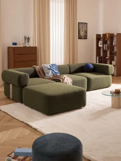 Discount Reposapiés puf en tejido bouclé Anton Sofás