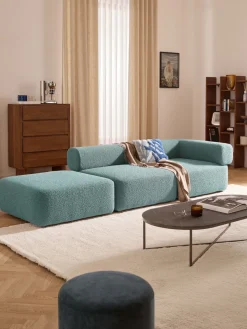 Outlet Reposapiés puf en tejido bouclé Anton Sofás