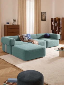 Outlet Reposapiés puf en tejido bouclé Anton Sofás