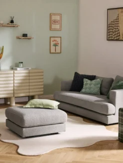 Reposapiés|Sofás>Westwing Collection Reposapiés puf en tejido bouclé Tribeca Bouclé gris