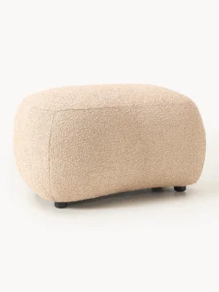 Reposapiés|Sofás>Westwing Collection Reposapiés puf en tejido bouclé Alba Bouclé melocotón