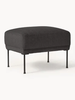 Reposapiés|Sofás>Westwing Collection Reposapiés puf Fluente Tejido grueso gris antracita
