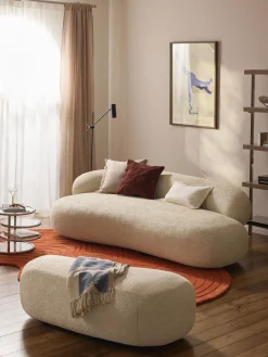 Reposapiés|Sofás>Westwing Collection Reposapiés puf grande Alba Tejido beige