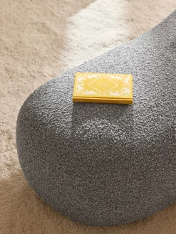 Reposapiés puf grande en tejido bouclé Alba Reposapiés|Sofás