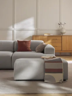 Reposapiés|Sofás>Westwing Collection Reposapiés puf grande Melva, 116 x 42 cm Tejido gris claro