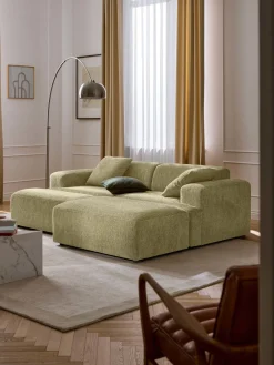 Reposapiés|Sofás>Westwing Collection Reposapiés puf grande Melva, 116 x 72 cm Tejido verde claro