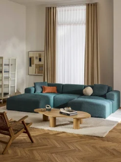 Reposapiés|Sofás></noscript>Westwing Collection Reposapiés puf grande Melva, 116 x 72 cm Tejido verde turquesa