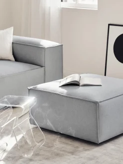 Reposapiés|Sofás>Westwing Collection Reposapiés puf Lennon Tejido gris