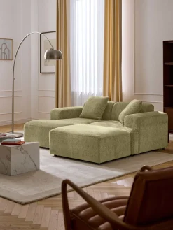 Reposapiés|Sofás>Westwing Collection Reposapiés puf Melva, 99 x 72 cm Tejido verde claro