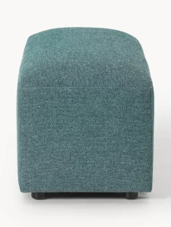 Reposapiés|Sofás></noscript>Westwing Collection Reposapiés puf Melva, 99 x 42 cm Tejido verde turquesa