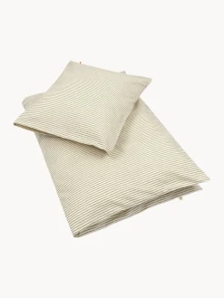 Decoración Infantil|Ropa De Cama Infantil>Konges Slojd Ropa de cama infantil de algodón ecológico Tea Stripe, tamaños diferentes Blanco Off White, verde oliva