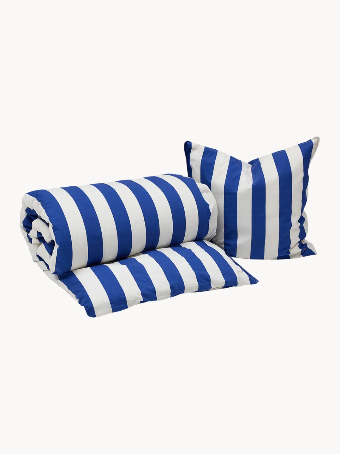 Ropa De Cama Infantil|Decoración Infantil>Oyoy Living Design Ropa de cama infantil de satén Shima Azul real, Off White