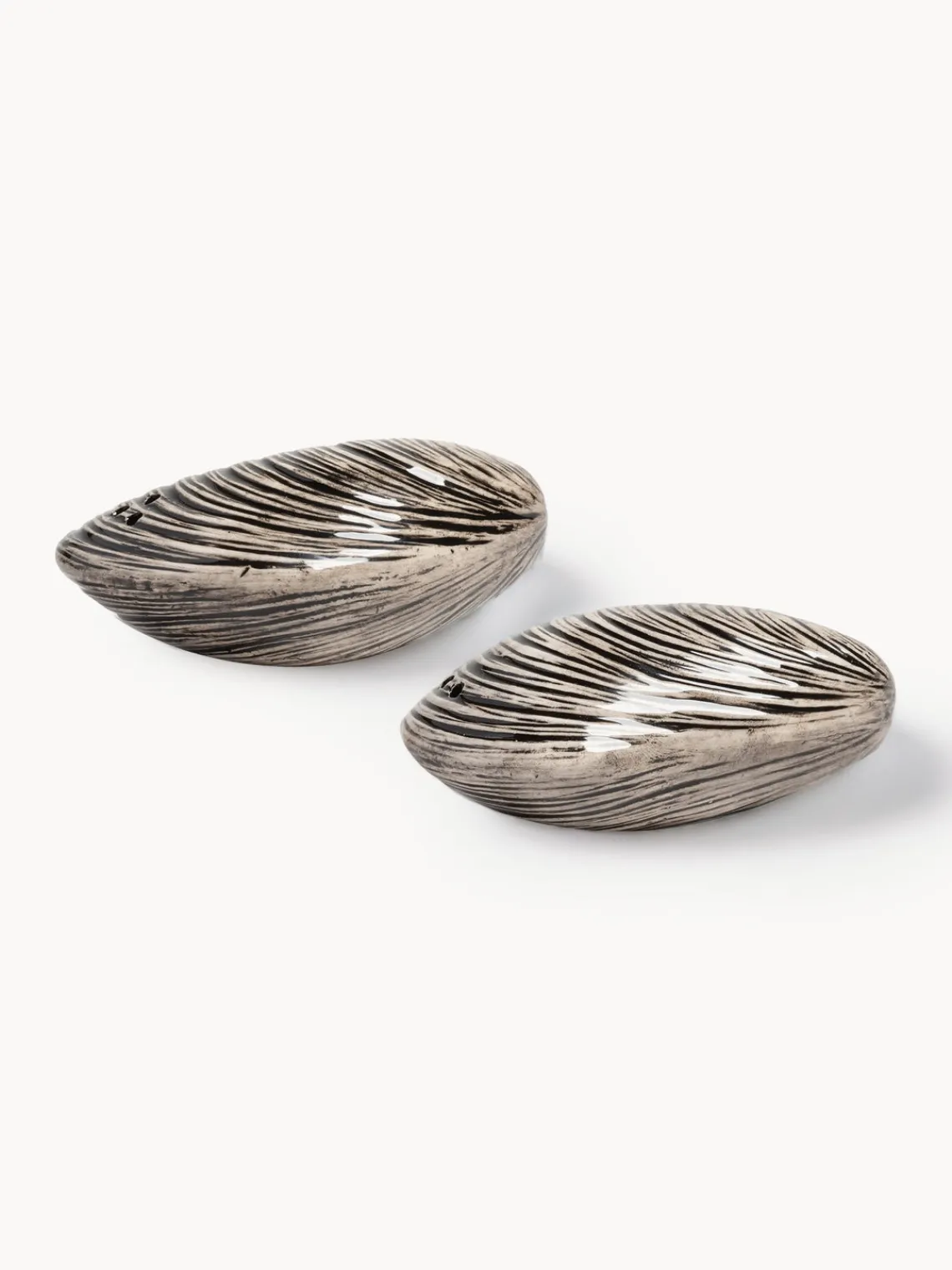 Discount Salero y pimentero artesanales de dolomita Mussel, 2 uds. Molinillos De Especias|Molinillos De Especias