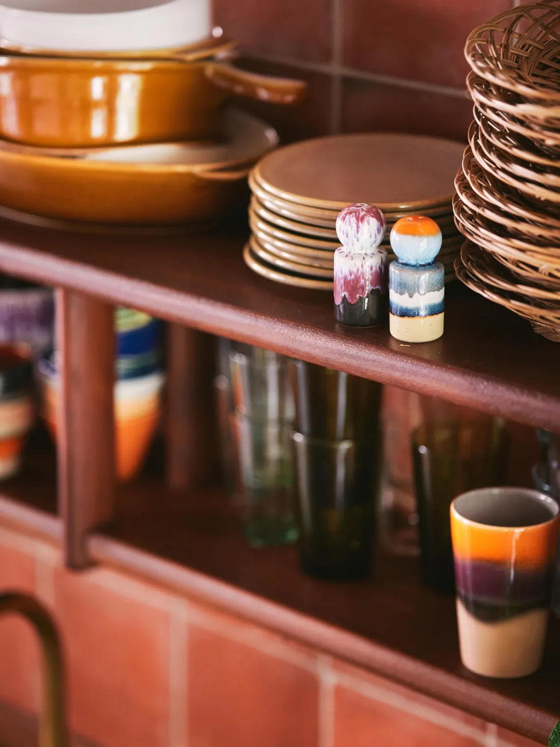 Molinillos De Especias|Molinillos De Especias>HKLIVING Salero y pimentero artesanales de cerámica con esmalte reactivo 70s