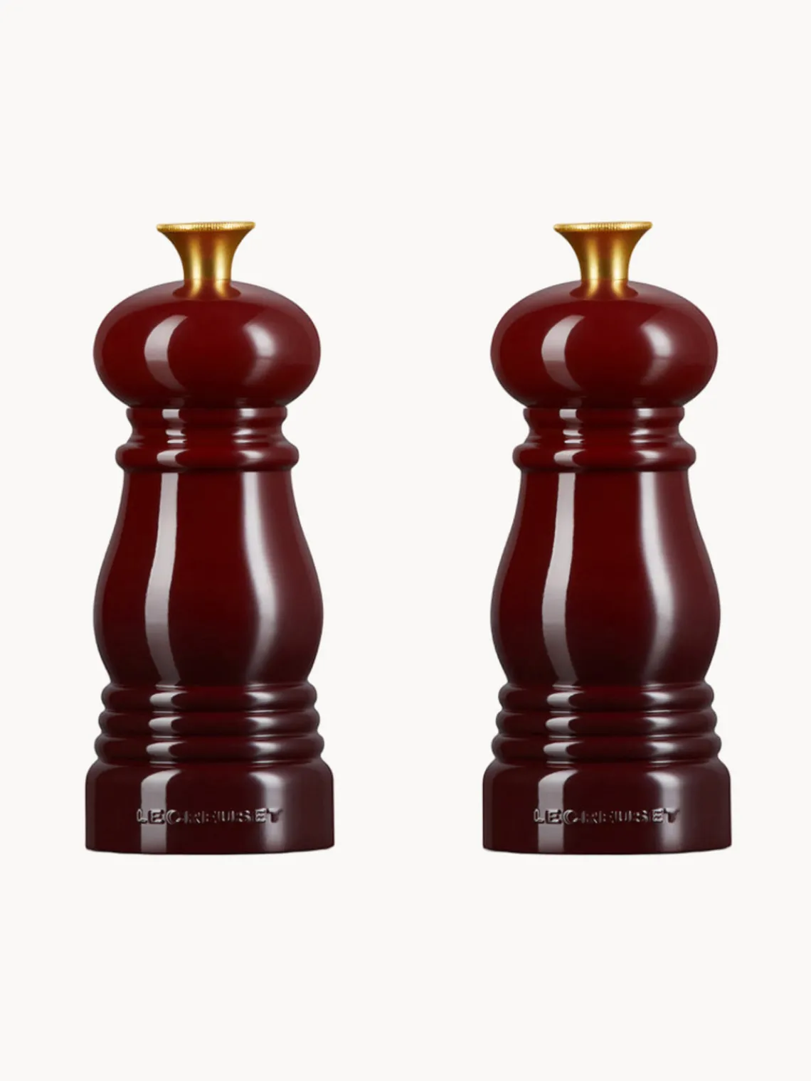 Molinillos De Especias|Molinillos De Especias>LE CREUSET Salero y pimentero con mecanismo de cerámica Creuset, 2 uds. Rojo vino, dorado