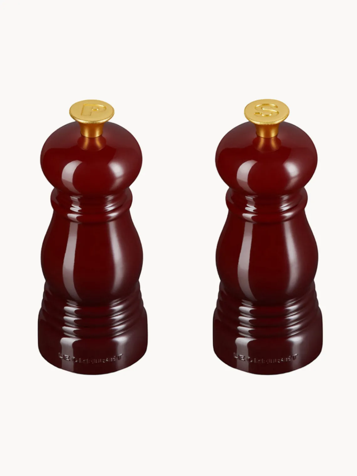 Molinillos De Especias|Molinillos De Especias>LE CREUSET Salero y pimentero con mecanismo de cerámica Creuset, 2 uds. Rojo vino, dorado