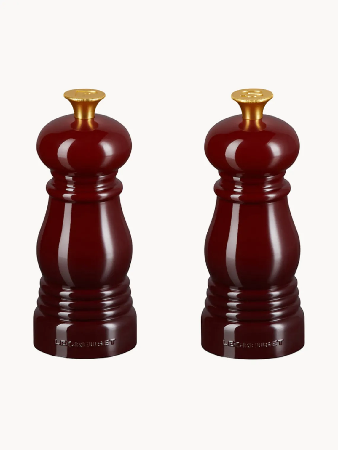 Molinillos De Especias|Molinillos De Especias>LE CREUSET Salero y pimentero con mecanismo de cerámica Creuset, 2 uds. Rojo vino, dorado