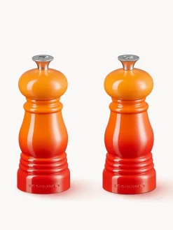 Molinillos De Especias|Molinillos De Especias>LE CREUSET Salero y pimentero con molinillo de cerámica Creuset, 2 uds. Tonos naranjas brillantes, plateado