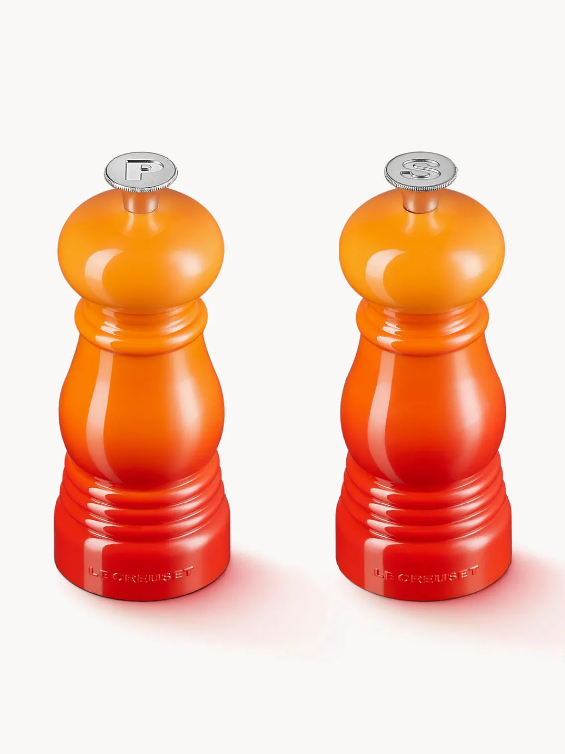Molinillos De Especias|Molinillos De Especias>LE CREUSET Salero y pimentero con molinillo de cerámica Creuset, 2 uds. Tonos naranjas brillantes, plateado