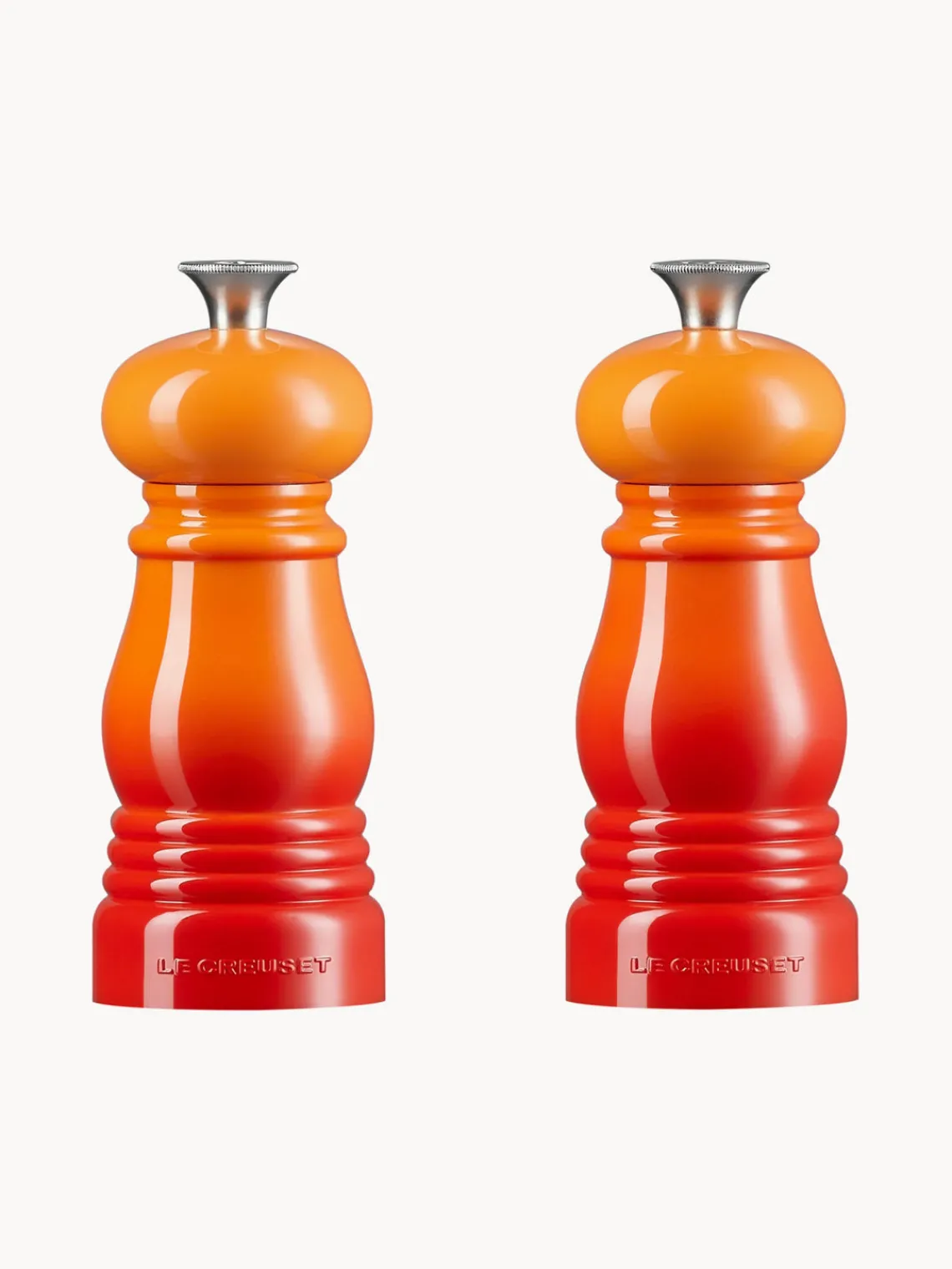 Molinillos De Especias|Molinillos De Especias>LE CREUSET Salero y pimentero con molinillo de cerámica Creuset, 2 uds. Tonos naranjas brillantes, plateado