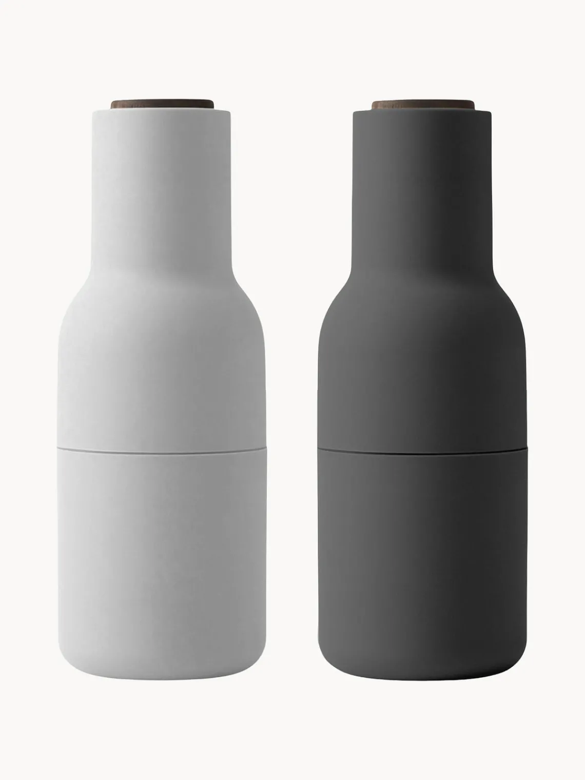 Molinillos De Especias|Molinillos De Especias>Audo Copenhagen Salero y pimentero con tapa de nogal Bottle Grinder, 2 uds. Blanco, gris oscuro, madera de nogal