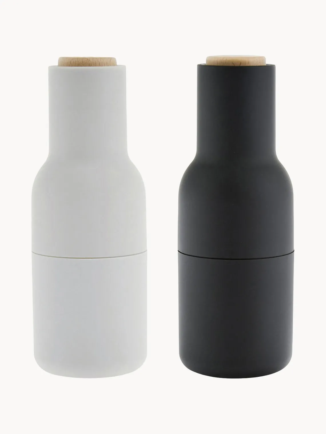 Molinillos De Especias|Molinillos De Especias>Audo Copenhagen Salero y pimentero de diseño con tapa de haya Bottle Grinder, 2 uds. Gris antracita, blanco, madera de haya