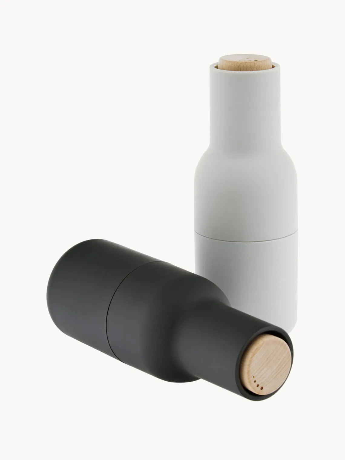 Molinillos De Especias|Molinillos De Especias>Audo Copenhagen Salero y pimentero de diseño con tapa de haya Bottle Grinder, 2 uds. Gris antracita, blanco, madera de haya