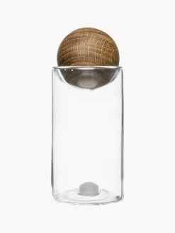 Salero y pimentero de vidrio soplado con tapadera de madera Eden, 2 uds. Molinillos De Especias|Molinillos De Especias