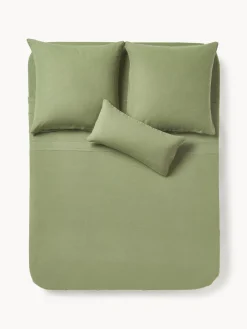 Mantas|Sábanas>Westwing Collection Sábana encimera de lino lavado Airy Verde oliva