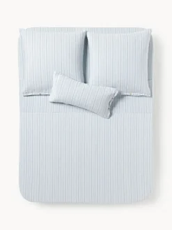 Mantas|Sábanas>Westwing Collection Sábana encimera de lino lavado con rayas Telma Azul claro
