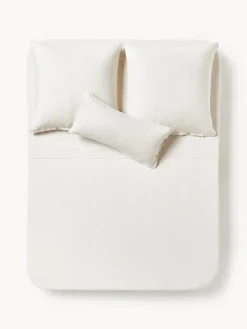 Sábanas|Fundas Nórdicas>Westwing Collection Sábana encimera de lino lavado con rayas finas Rinna Beige claro, blanco