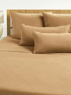 Mantas|Sábanas>Westwing Collection Sábana encimera de lino lavado Airy Marrón claro