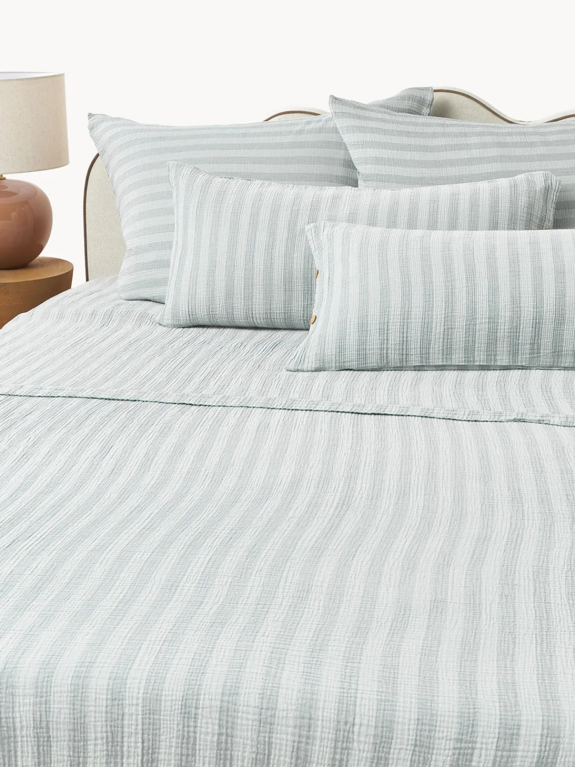 Mantas|Sábanas>Westwing Collection Sábana encimera de muselina Saige Azul claro