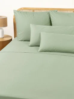 Sábanas|Fundas Nórdicas>Westwing Collection Sábana encimera de percal Elsie Verde salvia