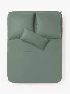 Sábanas|Fundas Nórdicas>Westwing Collection Sábana encimera de percal Elsie Verde oscuro
