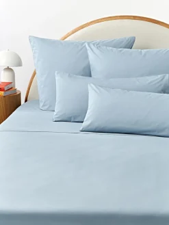 Sábanas|Fundas Nórdicas>Westwing Collection Sábana encimera de percal Elsie Azul claro