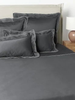 Sábanas|Fundas Nórdicas>Westwing Collection Sábana encimera de satén Carlotta Gris antracita, gris claro