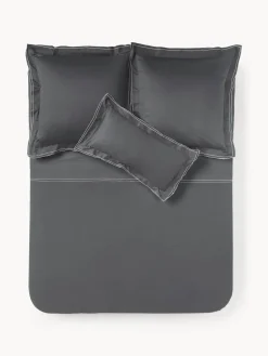 Sábanas|Fundas Nórdicas>Westwing Collection Sábana encimera de satén Carlotta Gris antracita, gris claro