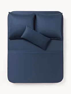 Sábanas|Fundas Nórdicas>Westwing Collection Sábana encimera de satén Comfort Azul oscuro