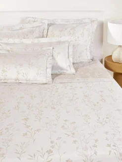 Sábanas|Fundas Nórdicas>Westwing Collection Sábana encimera de satén estampado Hurley Blanco crema, beige claro