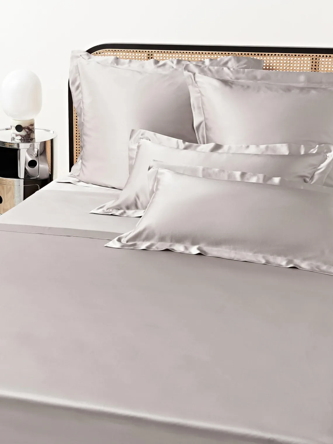 Mantas|Sábanas>Westwing Collection Sábana encimera de satén Sylvie Gris claro