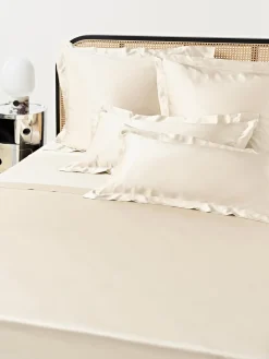 Sábanas|Fundas Nórdicas>Westwing Collection Sábana encimera de satén Sylvie Blanco crema