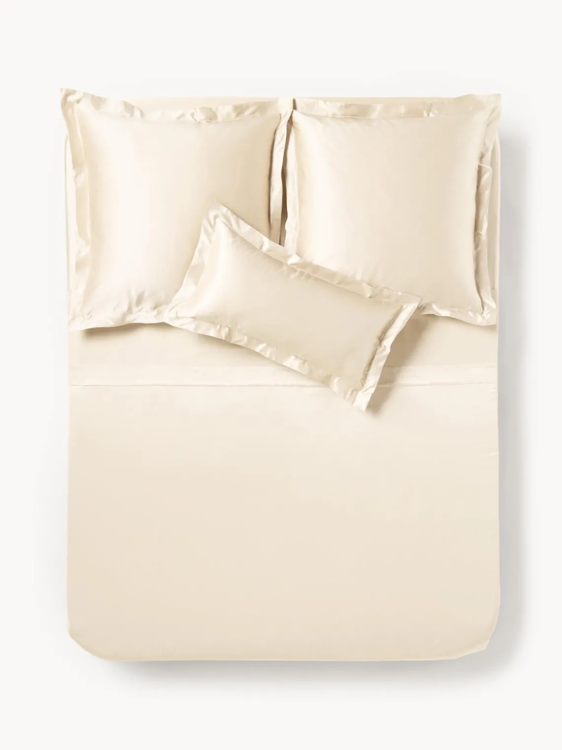 Sábanas|Fundas Nórdicas>Westwing Collection Sábana encimera de satén Sylvie Blanco crema