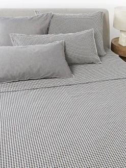 Sábanas|Fundas Nórdicas>Westwing Collection Sábana encimera de seersucker Davey Gris oscuro, blanco