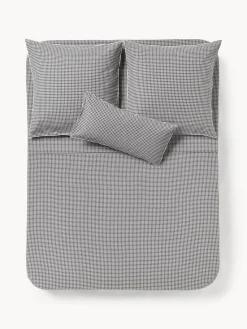 Sábanas|Fundas Nórdicas>Westwing Collection Sábana encimera de seersucker Davey Gris oscuro, blanco