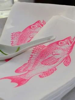 Textiles De Cocina Y Manteles|Textiles De Cocina>Frohstoff Servilleta artesanal Dalila Blanco, rosa