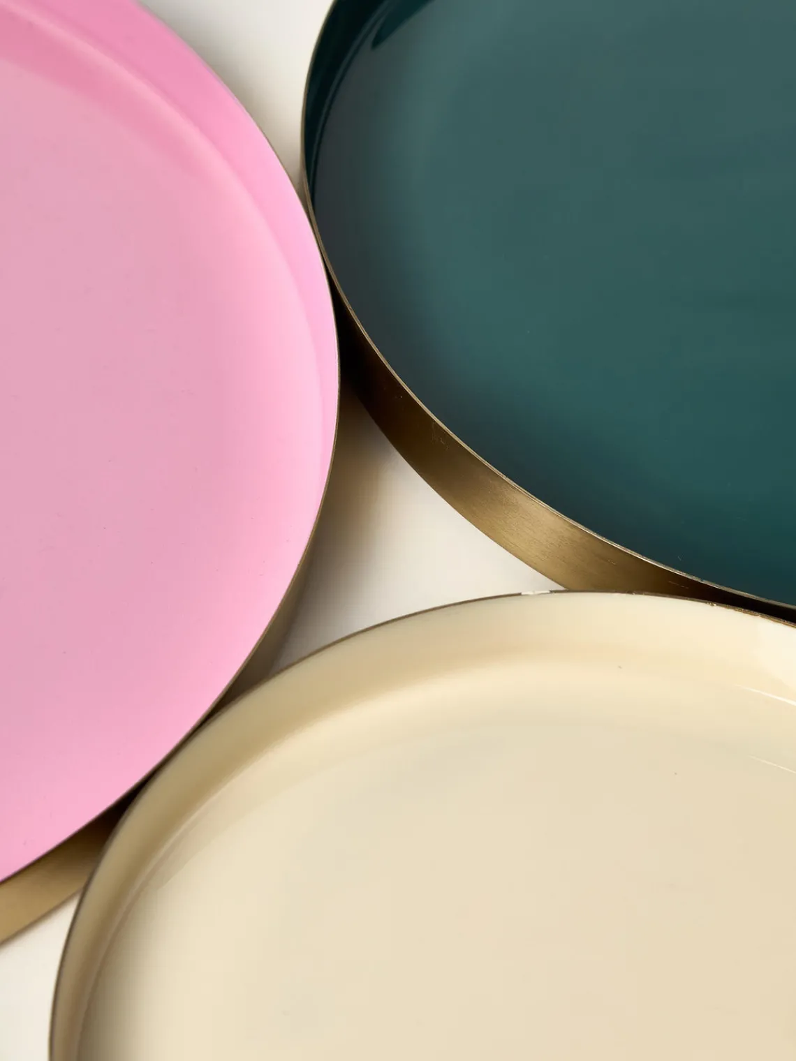 Jarrones|Bandejas Decorativas>Westwing Collection Set de bandejas decorativas Tavi, 3 uds. Rosa, azul petróleo, beige